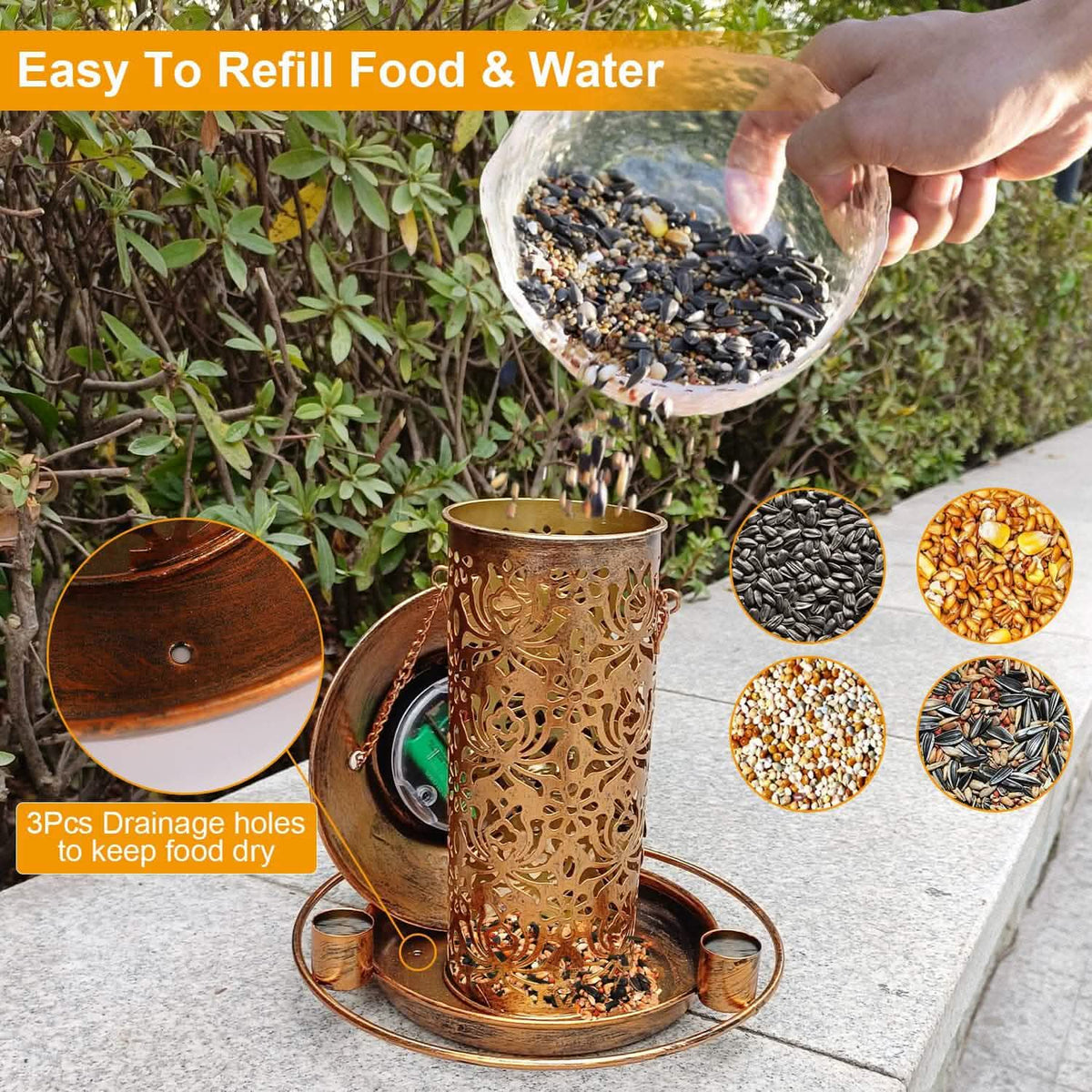 Solar Decorative Hanging Bird Feeder Lantern - A-1 Thread Vault