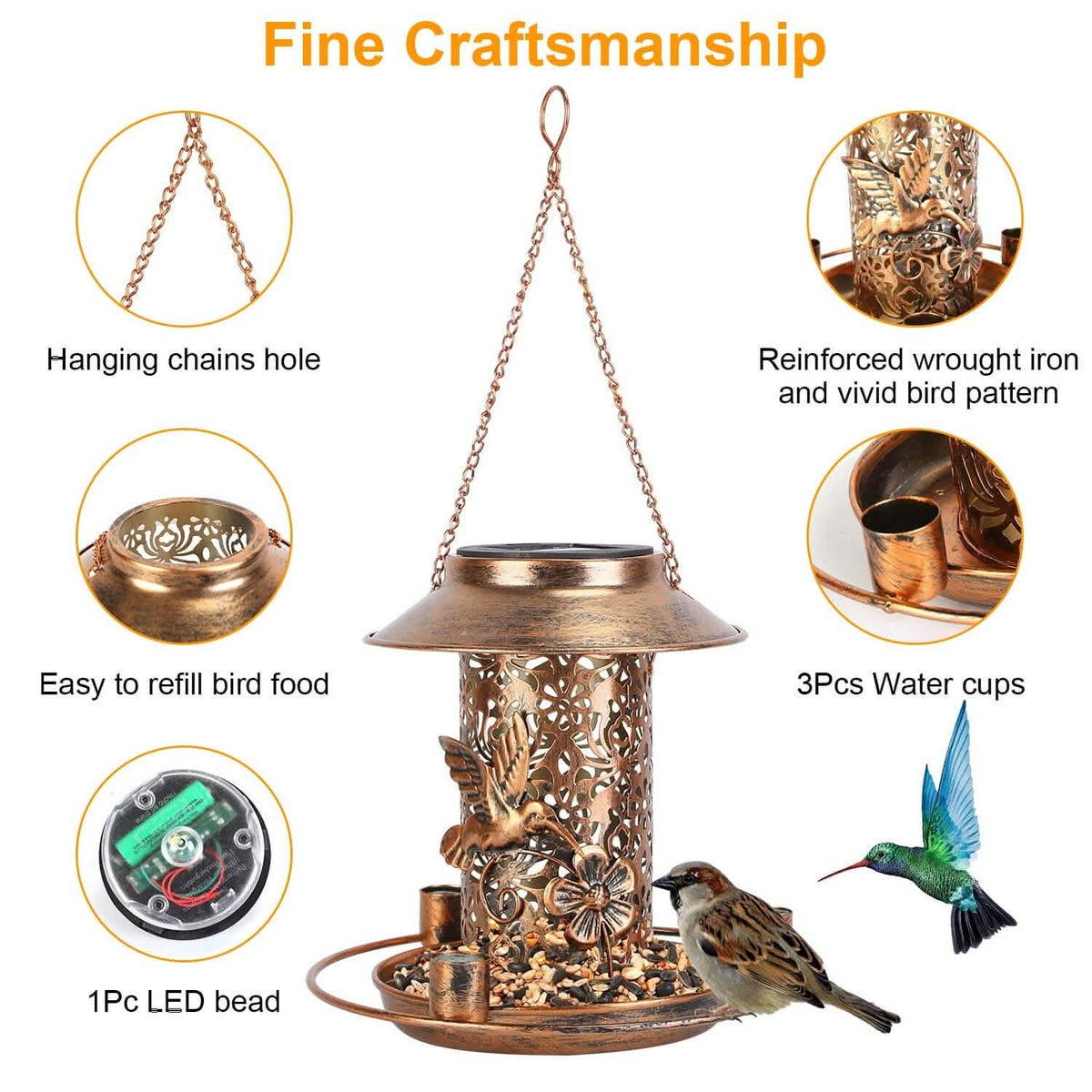 Solar Decorative Hanging Bird Feeder Lantern - A-1 Thread Vault