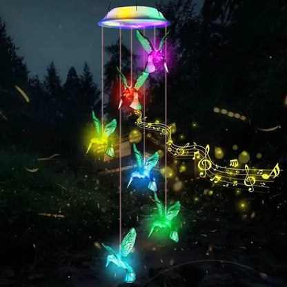 Solar Hummingbird Wind Chimes, Color Changing Solar Wind Chimes - A-1 Thread Vault