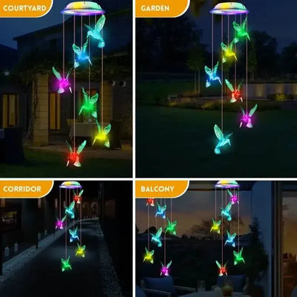 Solar Hummingbird Wind Chimes, Color Changing Solar Wind Chimes - A-1 Thread Vault