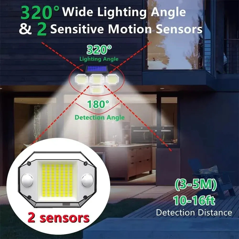 Solar Light Outdoor with Remote Control Double Motion Sensor Light 306/208 Led Wall Lamp IP65 Spotlight Exterior Garage Lighting - A-1 Thread Vault