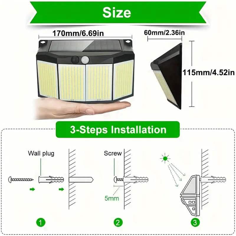 Solar Lights Outdoor 576 LED with Lights Reflector and 3 Lighting Modes - A-1 Thread Vault
