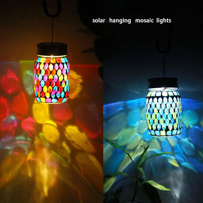 Solar Mosaic LED Waterproof Outdoor Hanging Lanterns - A-1 Thread Vault