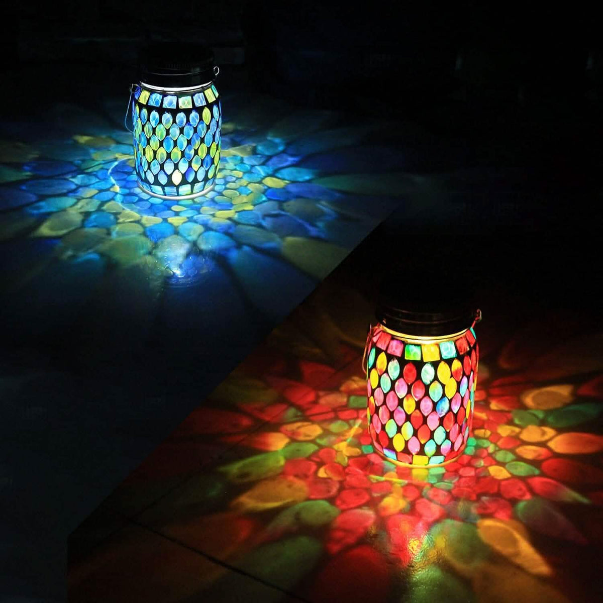 Solar Mosaic LED Waterproof Outdoor Hanging Lanterns - A-1 Thread Vault