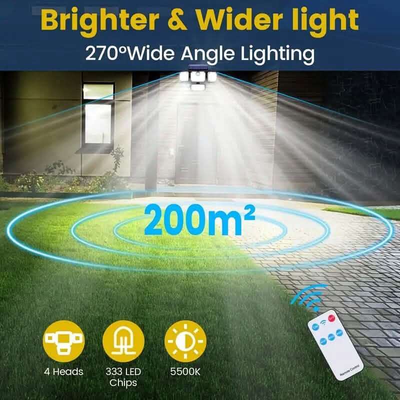 Solar Outdoor Lights 333 LEDs Motion Sensor Lights 4 Heads - A-1 Thread Vault