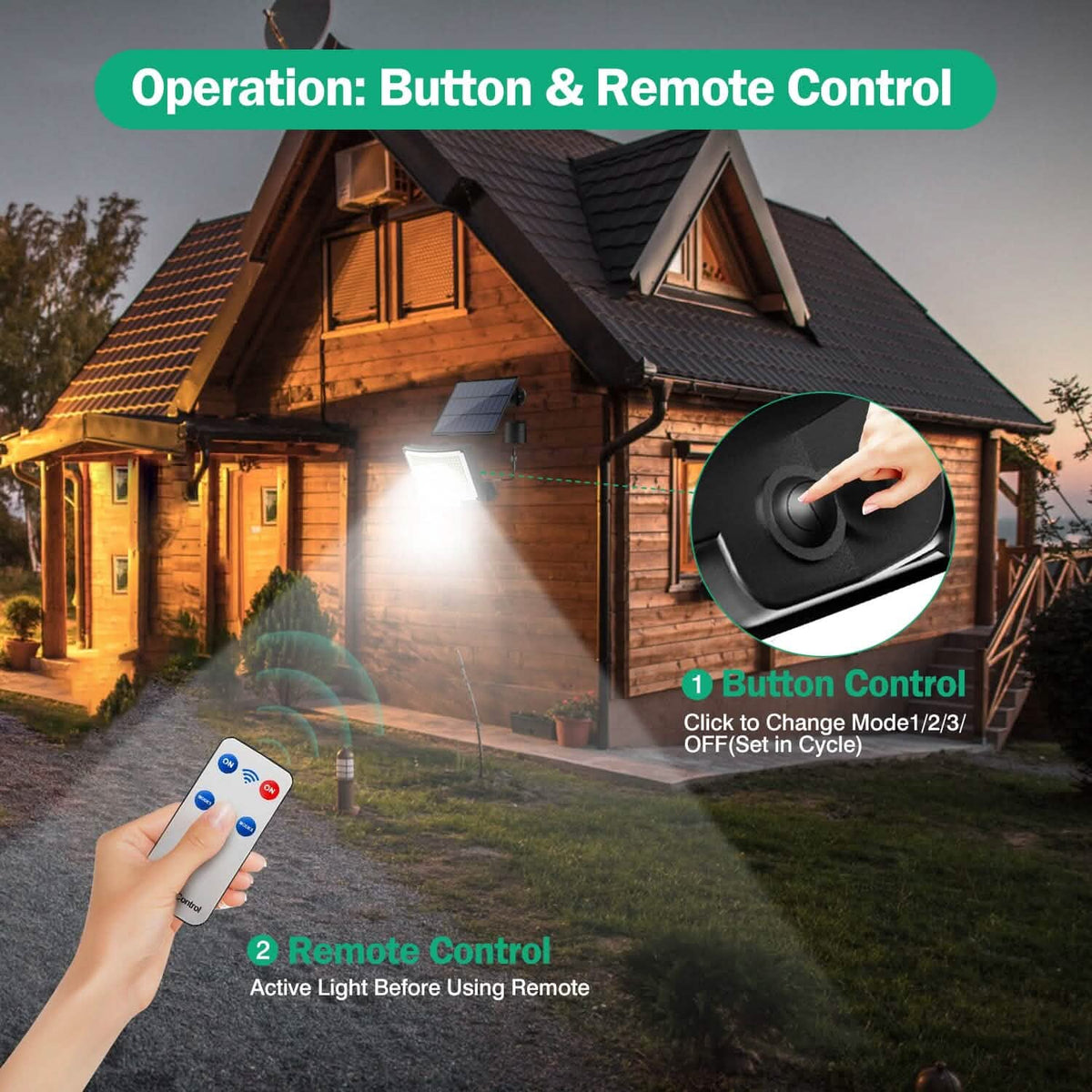 Solar Powered Flood Light Solar IP65 Waterproof Motion Sensor with Remote - A-1 Thread Vault