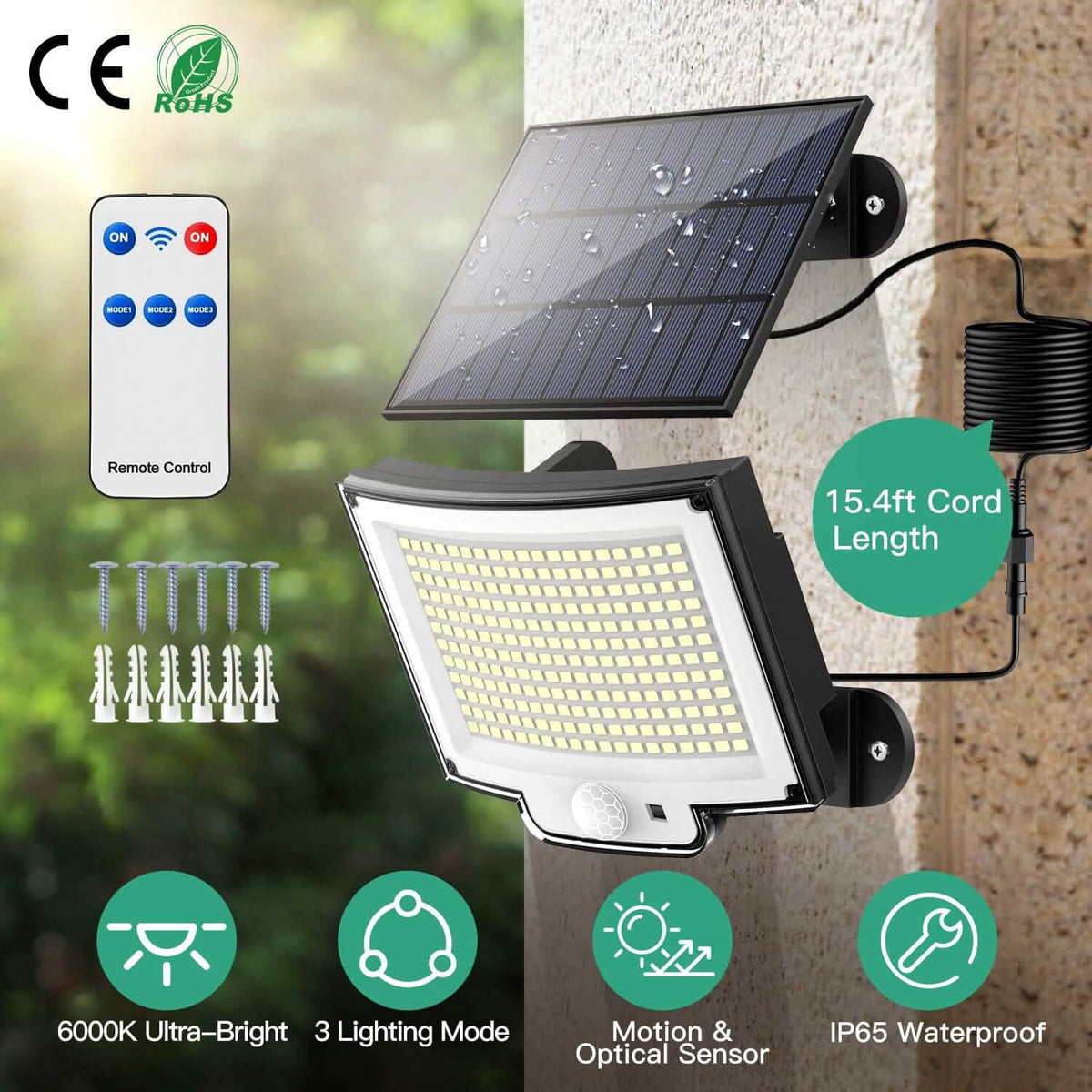 Solar Powered Flood Light Solar IP65 Waterproof Motion Sensor with Remote - A-1 Thread Vault