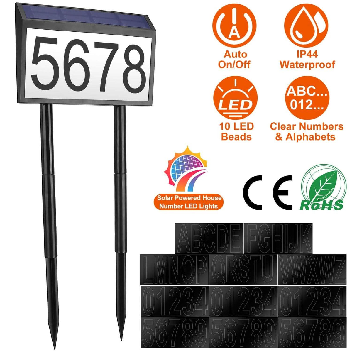 Solar Powered House Numbers LED Address Plaque Sign - A-1 Thread Vault