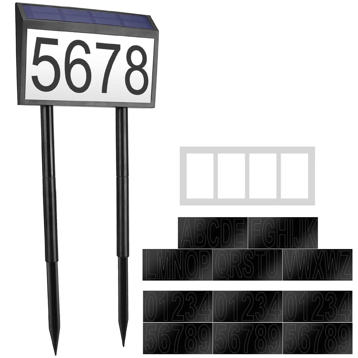 Solar Powered House Numbers LED Address Plaque Sign - A-1 Thread Vault