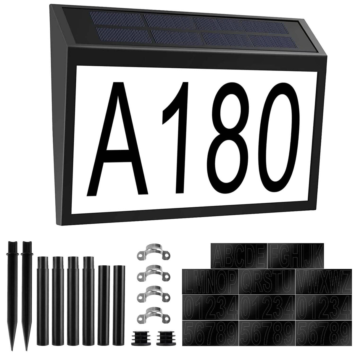 Solar Powered House Numbers LED Address Plaque Sign - A-1 Thread Vault