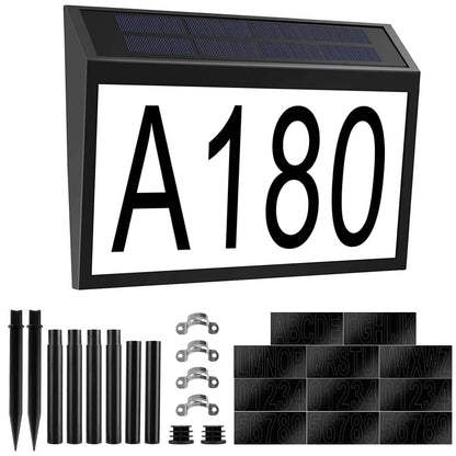 Solar Powered House Numbers LED Address Plaque Sign - A-1 Thread Vault