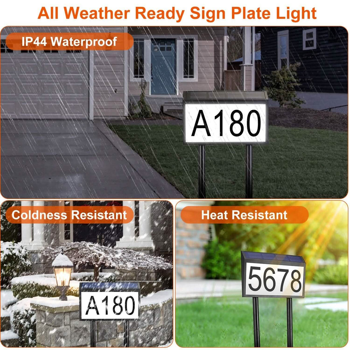 Solar Powered House Numbers LED Address Plaque Sign - A-1 Thread Vault