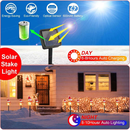 Solar Powered Lamp 3 Snowmen Garden Stake Light - A-1 Thread Vault