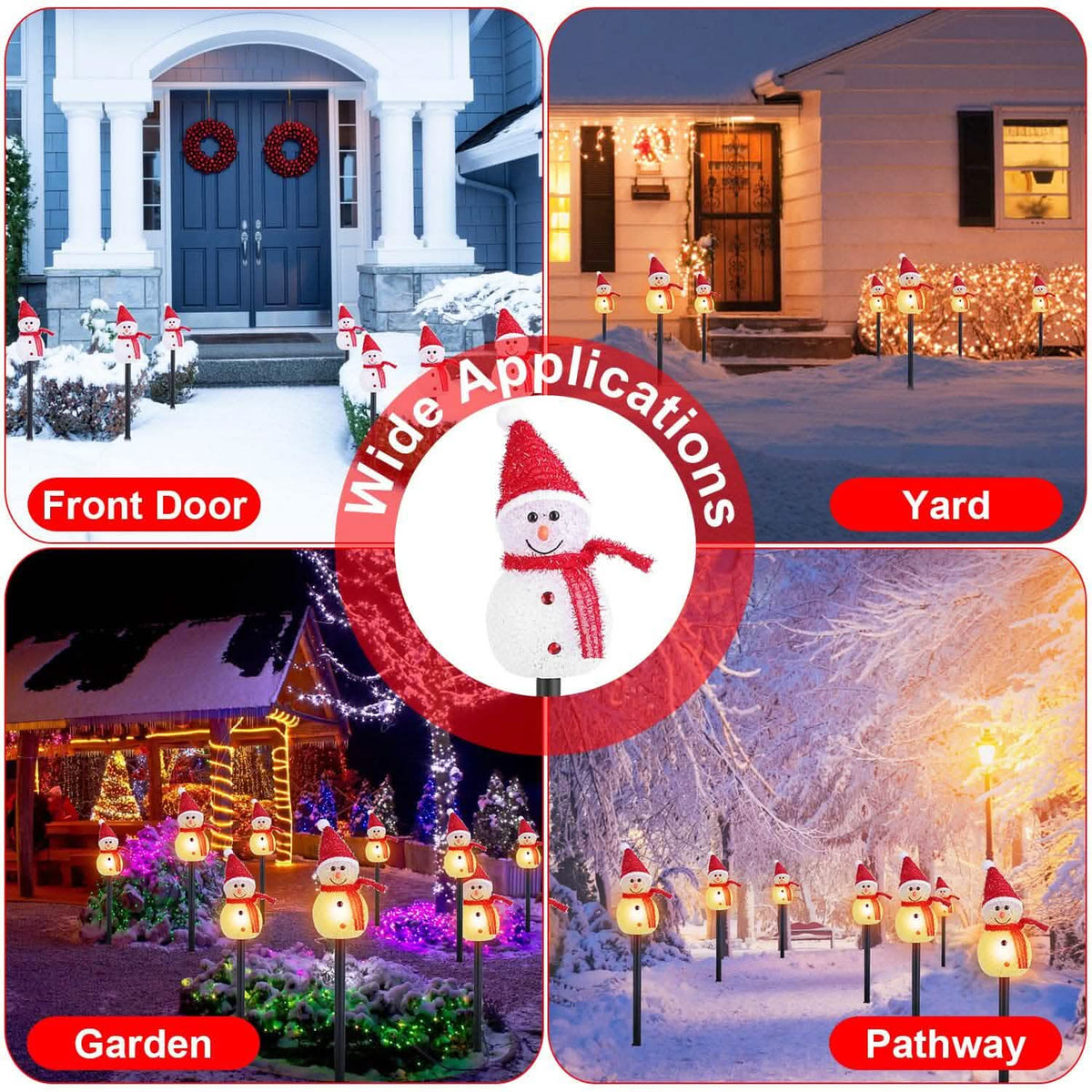 Solar Powered Lamp 3 Snowmen Garden Stake Light - A-1 Thread Vault