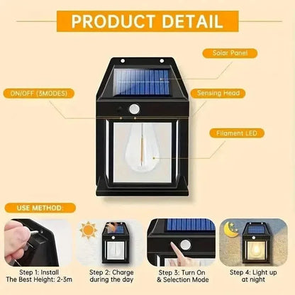 Solar-Powered Motion-Sensor Outdoor Wall Light - A-1 Thread Vault