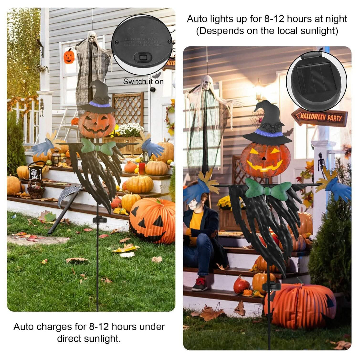 Solar Powered Scarecrow Shape Stake Light Halloween Decoration - A-1 Thread Vault