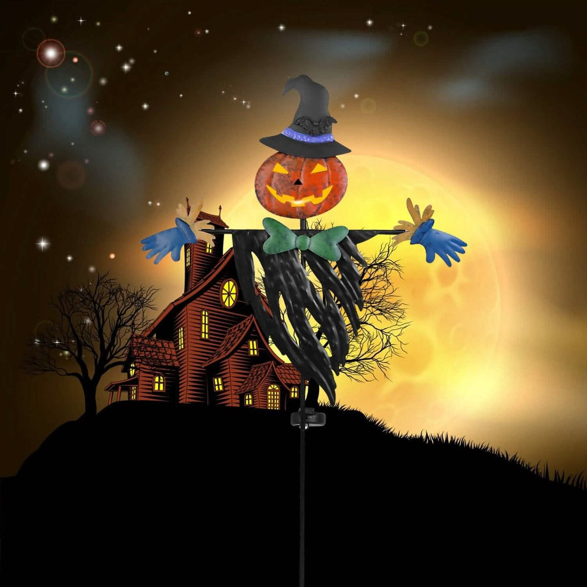 Solar Powered Scarecrow Shape Stake Light Halloween Decoration - A-1 Thread Vault