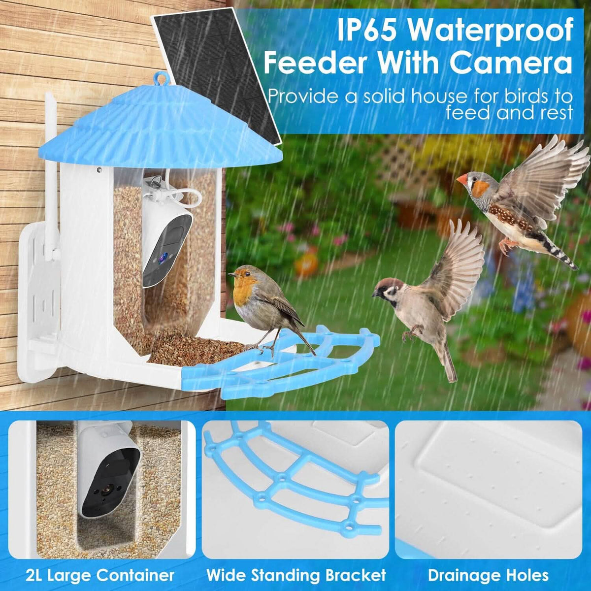 Solar Powered Smart Bird Feeder with PIR Motion AI Two-Way Audio - A-1 Thread Vault