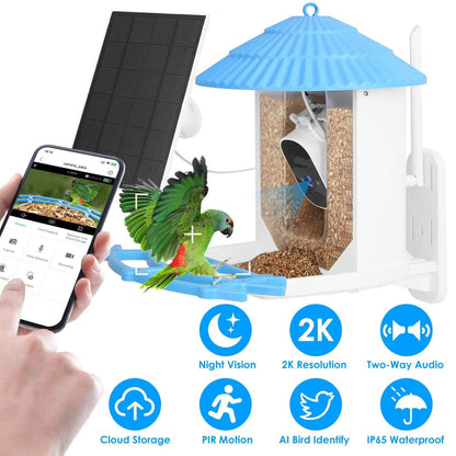 Solar Powered Smart Bird Feeder with PIR Motion AI Two-Way Audio - A-1 Thread Vault