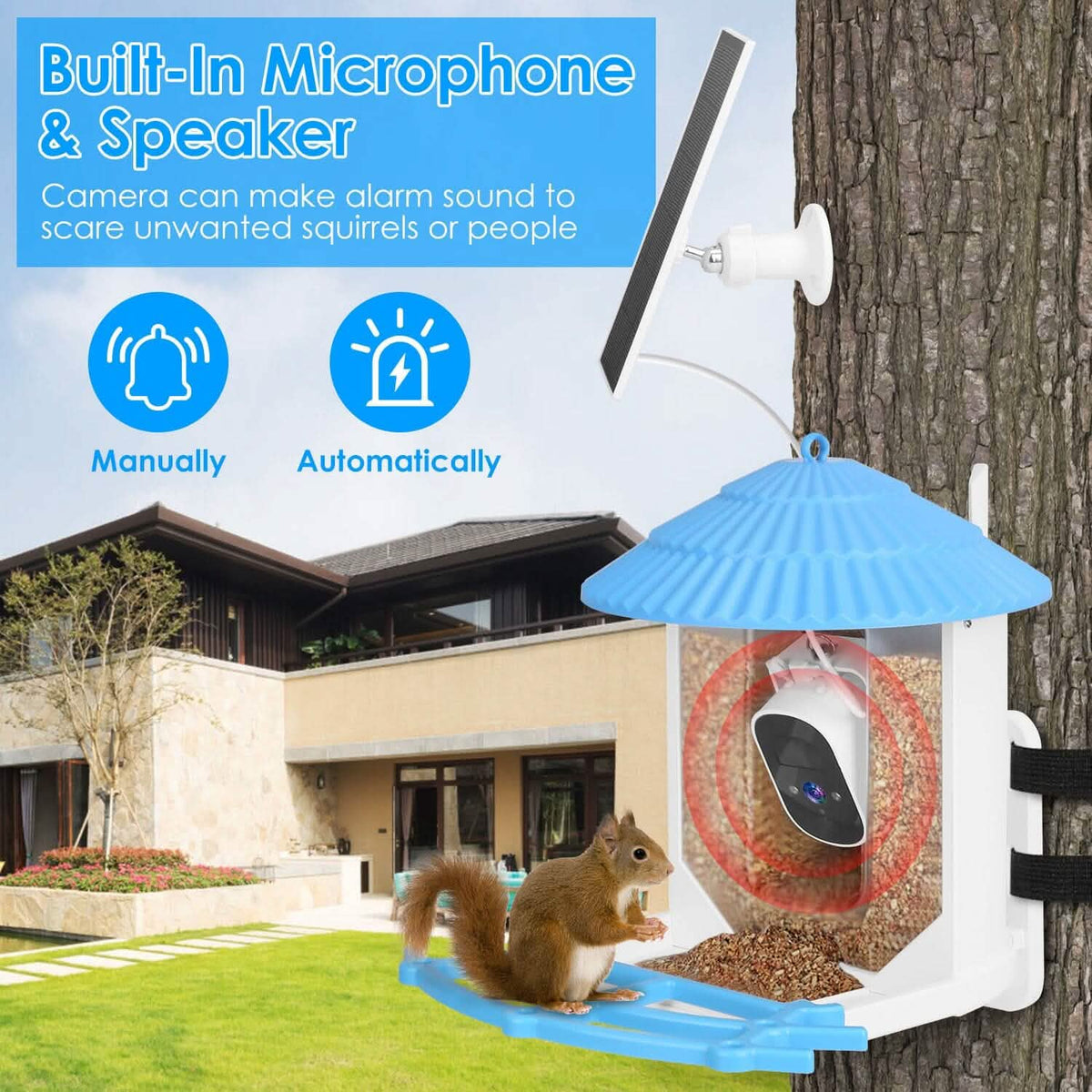 Solar Powered Smart Bird Feeder with PIR Motion AI Two-Way Audio - A-1 Thread Vault