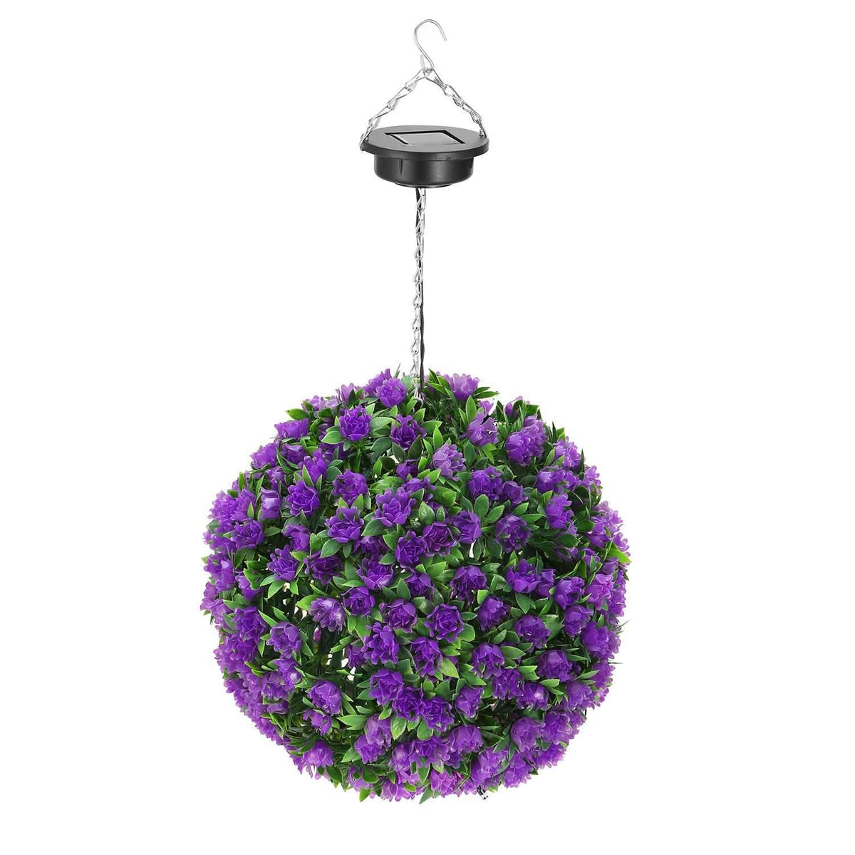 Solar Powered Topiary Ball Artificial Rose 20 LED Lights - A-1 Thread Vault