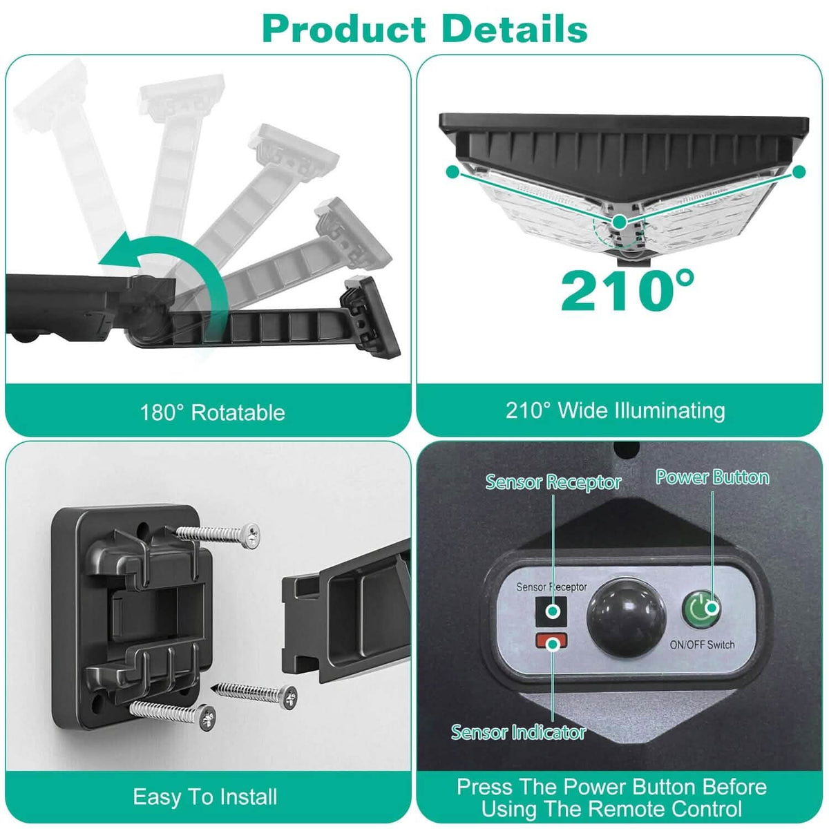 Solar Powered Wall Light Beads PIR Motion Sensor - A-1 Thread Vault
