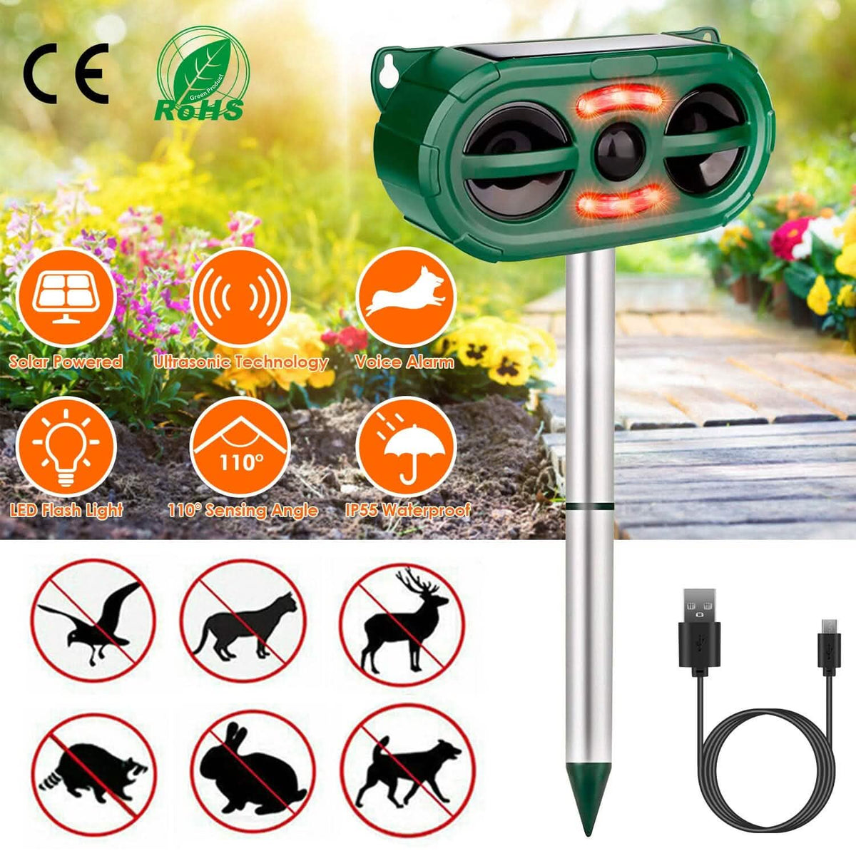 Solar Ultrasonic Animal Repeller Motion Sensor - A-1 Thread Vault