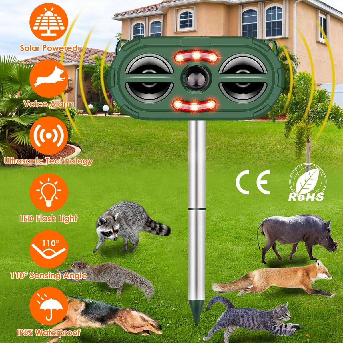 Solar Ultrasonic Animal Repeller Motion Sensor - A-1 Thread Vault