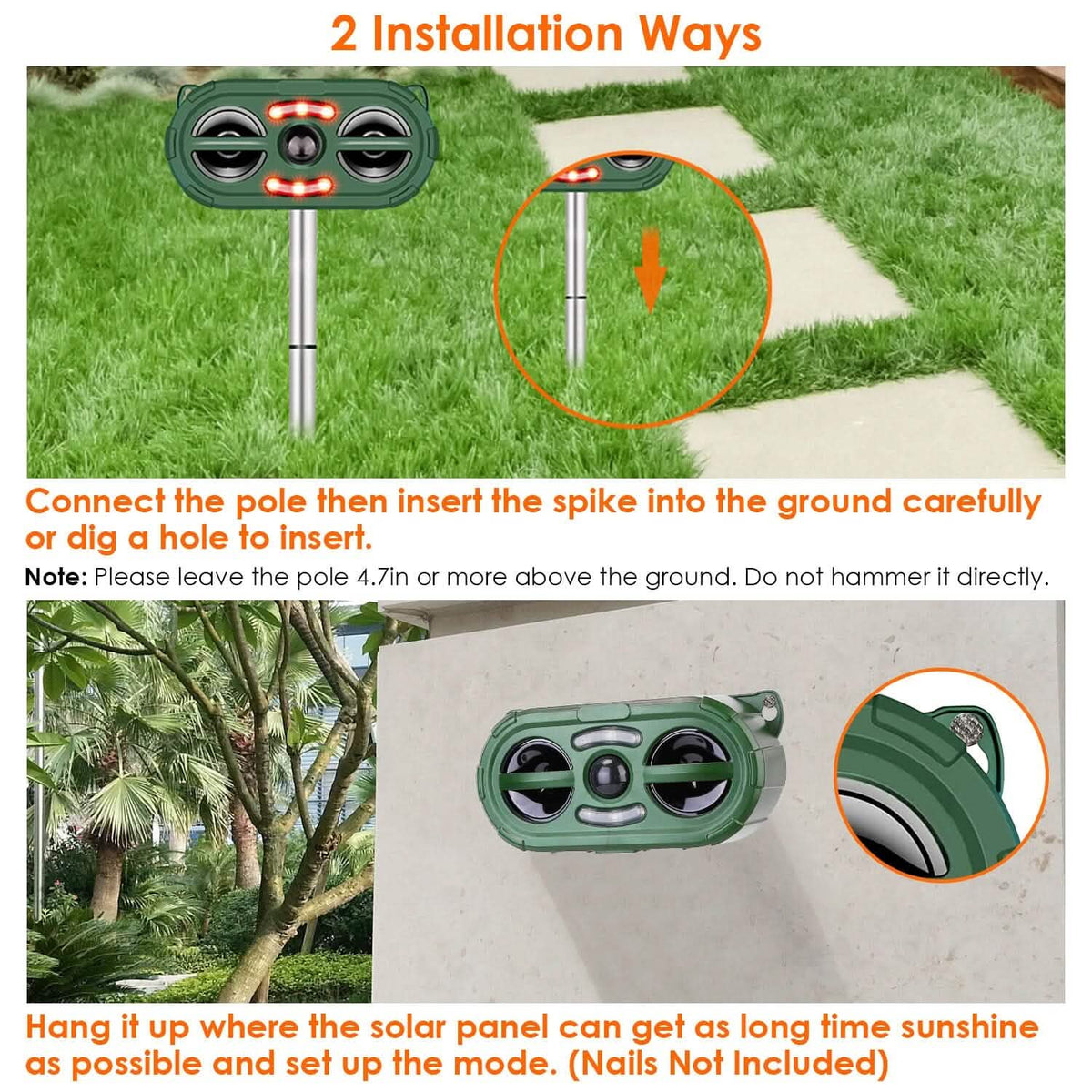 Solar Ultrasonic Animal Repeller Motion Sensor - A-1 Thread Vault