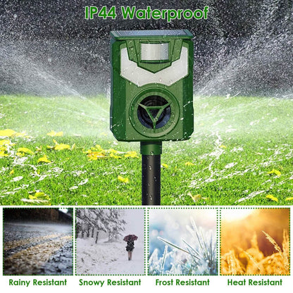 Solar Ultrasonic Animal Repeller with Flame Light USB Charge Motion Sensor - A-1 Thread Vault