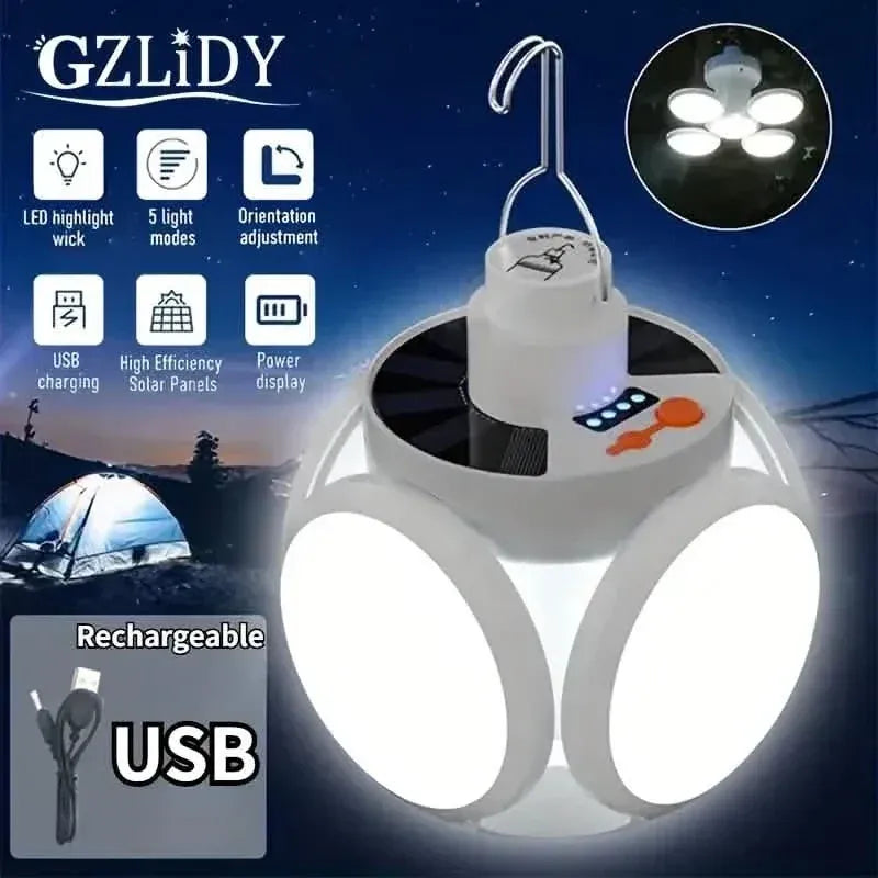 Solar USB Rechargeable LED Bulb Lights With Power Display - A-1 Thread Vault