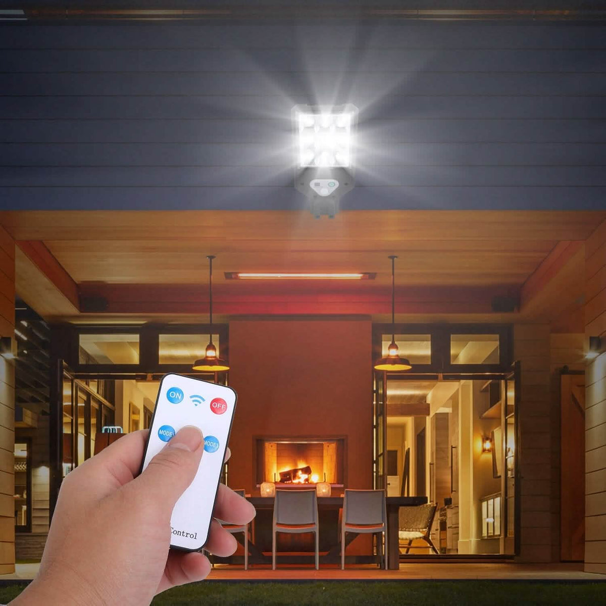 Solar Wall Light Outdoor Beads PIR Motion Sensor Remote Control Wireless Lamps - A-1 Thread Vault
