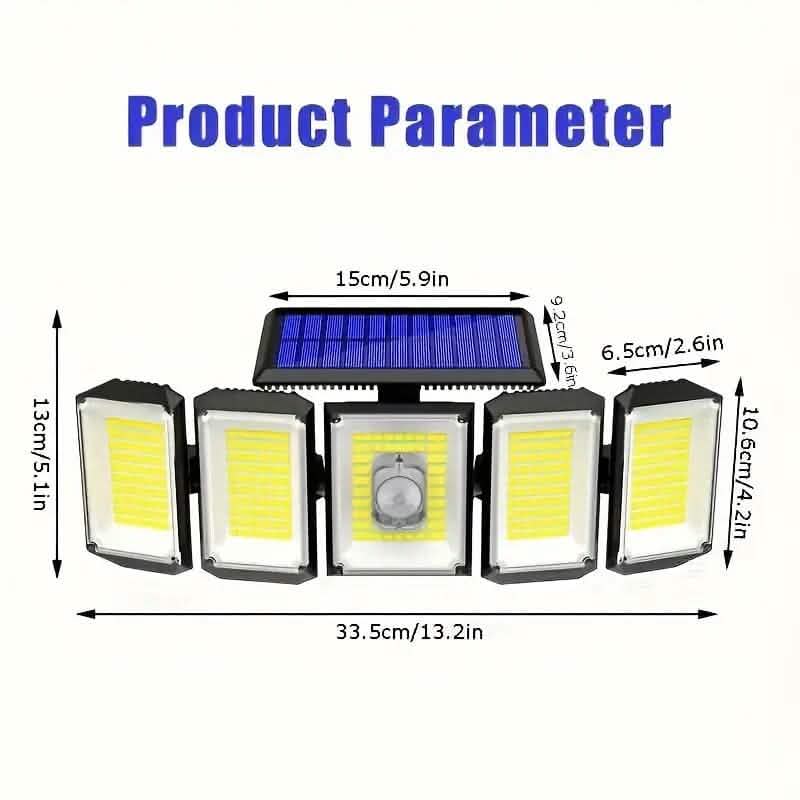 Solar Wall Light with 5 Adjustable Angle Heads - A-1 Thread Vault