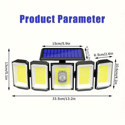 Solar Wall Light with 5 Adjustable Angle Heads - A-1 Thread Vault