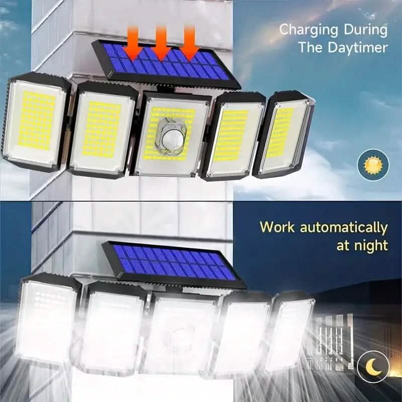 Solar Wall Light with 5 Adjustable Angle Heads - A-1 Thread Vault