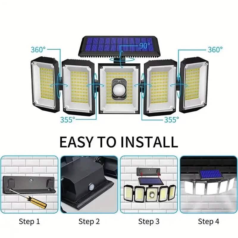 Solar Wall Light with 5 Adjustable Angle Heads - A-1 Thread Vault