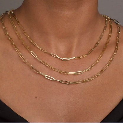 Solid 14K Gold 5mm Paperclip Chain Necklace Made In Italy - A-1 Thread Vault
