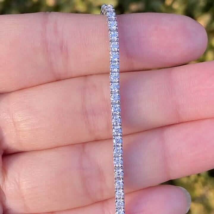 Solid 14K White Gold 2.13 CTW 100% Natural Diamond Tennis Bracelet - A-1 Thread Vault