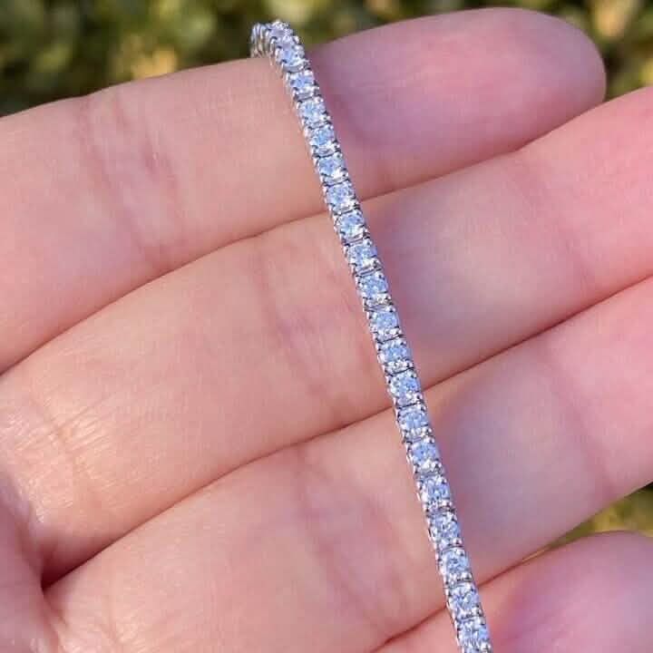 Solid 14K White Gold 2.13 CTW 100% Natural Diamond Tennis Bracelet - A-1 Thread Vault