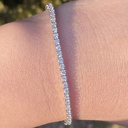 Solid 14K White Gold 2.13 CTW 100% Natural Diamond Tennis Bracelet - A-1 Thread Vault