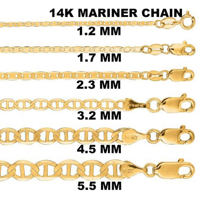 Solid 14K Yellow Gold Mariner Link Chain Necklace - A-1 Thread Vault
