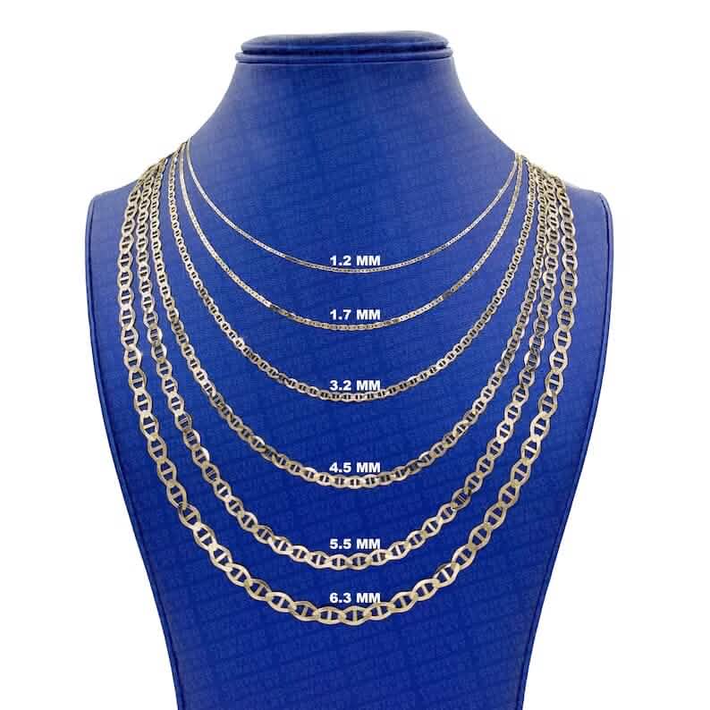 Solid 14K Yellow Gold Mariner Link Chain Necklace - A-1 Thread Vault