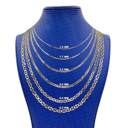 Solid 14K Yellow Gold Mariner Link Chain Necklace - A-1 Thread Vault