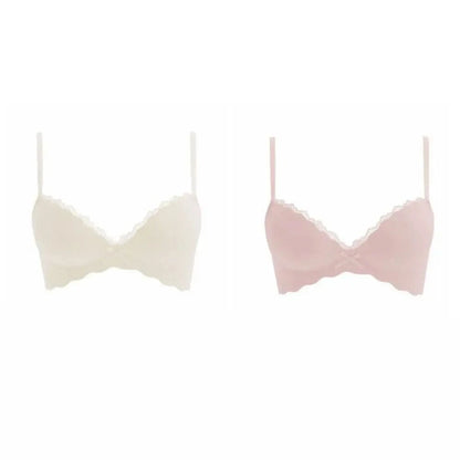 Solid Push Up Wireless Deep V Bra Shockproof Anti-sagging Lace Bowknot Bra Adjustable Lingerie Seamless Bra Girls - A-1 Thread Vault