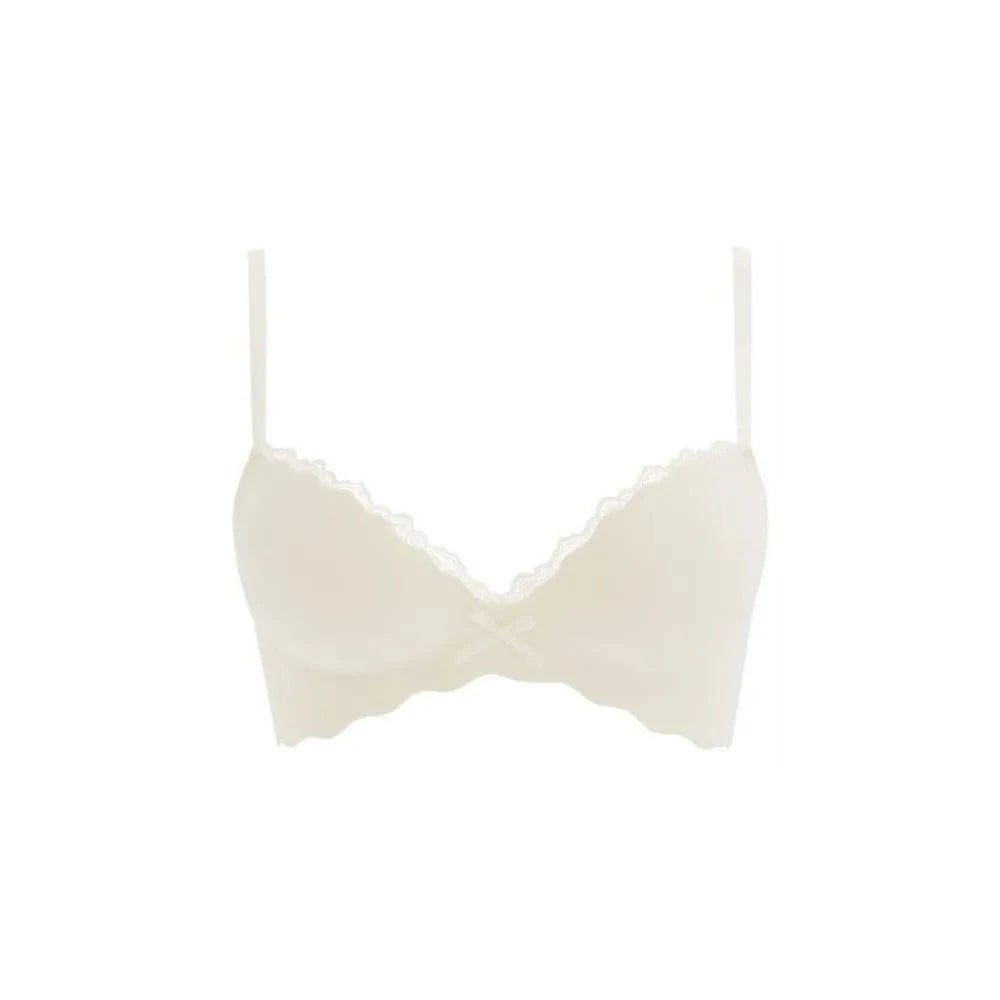 Solid Push Up Wireless Deep V Bra Shockproof Anti-sagging Lace Bowknot Bra Adjustable Lingerie Seamless Bra Girls - A-1 Thread Vault