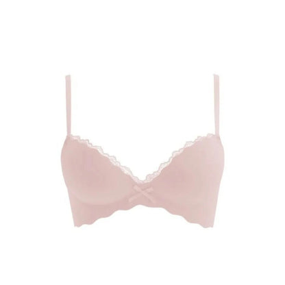 Solid Push Up Wireless Deep V Bra Shockproof Anti-sagging Lace Bowknot Bra Adjustable Lingerie Seamless Bra Girls - A-1 Thread Vault