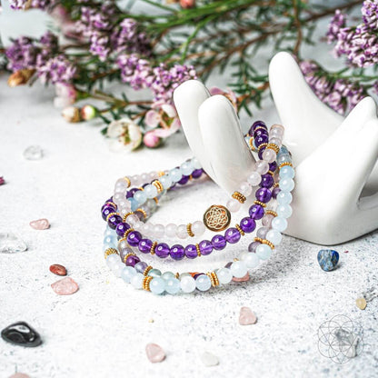 Clear Skies - Amethyst, Aquamarine, Rose Quartz & Fluorite Bracelet Pack of 4 - A-1 Thread Vault