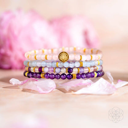 Clear Skies - Amethyst, Aquamarine, Rose Quartz & Fluorite Bracelet Pack of 4 - A-1 Thread Vault