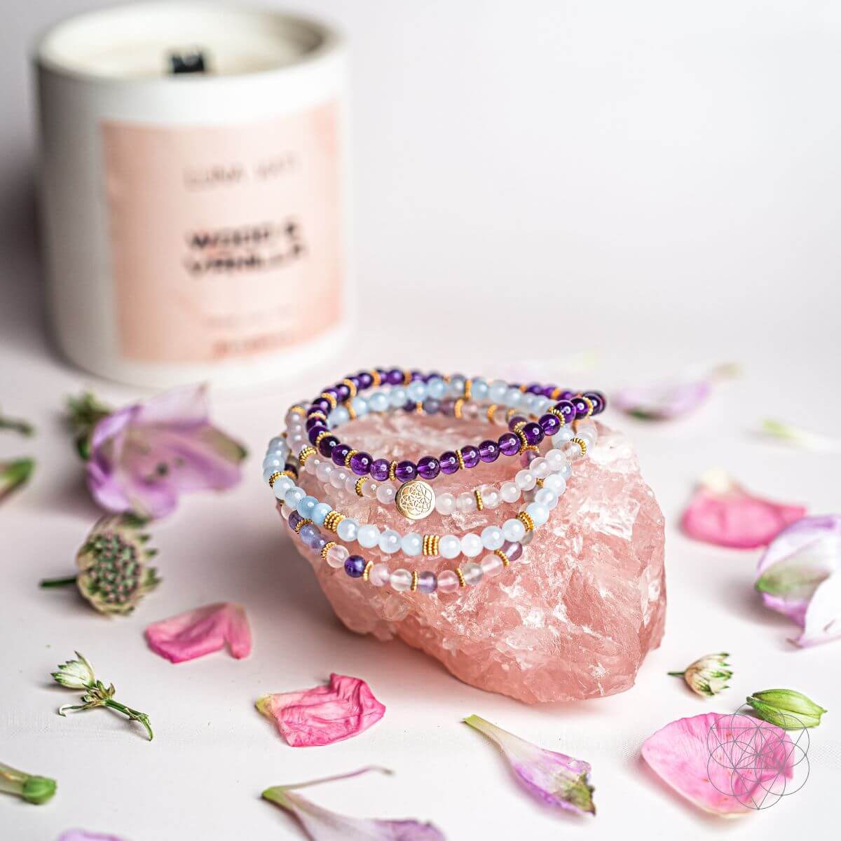 Clear Skies - Amethyst, Aquamarine, Rose Quartz & Fluorite Bracelet Pack of 4 - A-1 Thread Vault