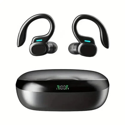 SP16 Wireless Earbuds Headphones with Microphone, Sports Earhook and LED Display Charging Case - A-1 Thread Vault